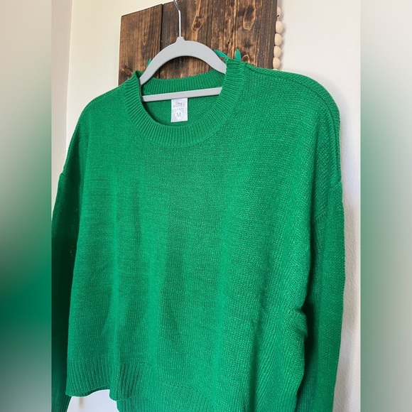 Sweaters - Spring Green Oversized Pullover Cropped Sweater 100% Cotton Women’s Sz M, NWOT